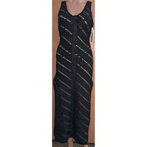 Red Carter Crochet Maxi Swim Cover Up, Lace Up Back, Size Small, 53" Long